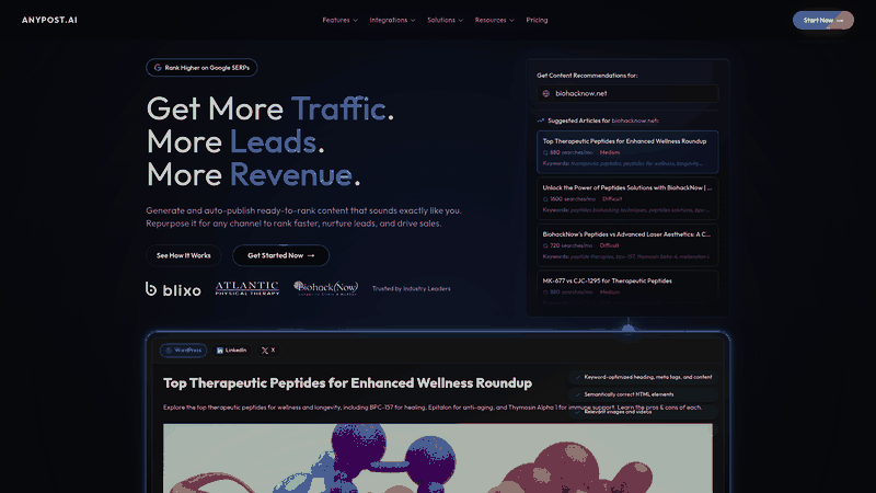 Screenshot: Homepage showcasing the platform’s brand and core value proposition.