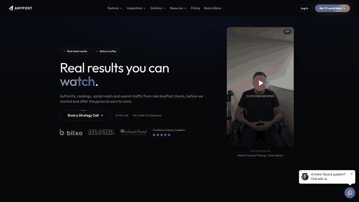 Screenshot: Before‑and‑after performance metrics from real clients