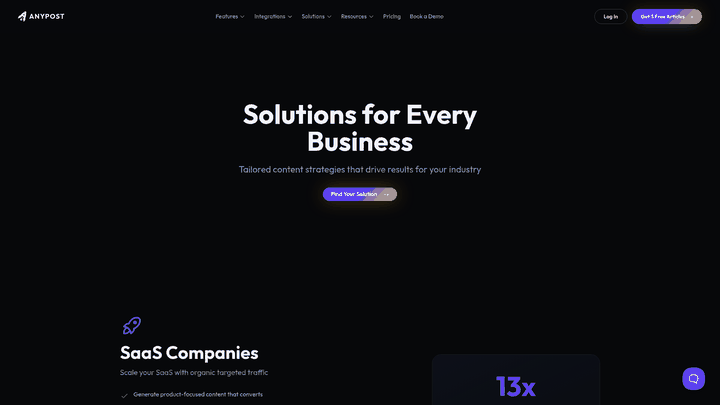 Screenshot: Use‑case solutions and success metrics for different industries.