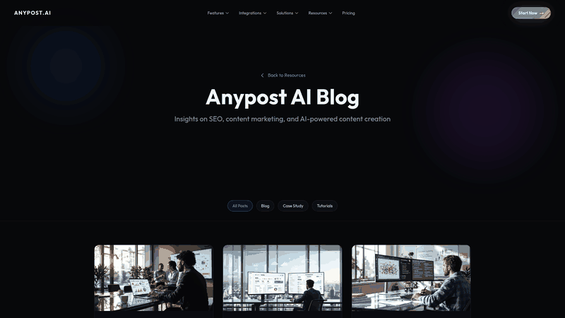 Screenshot: Blog section containing AI‑generated articles that can be repurposed across social media, newsletters, and other channels.