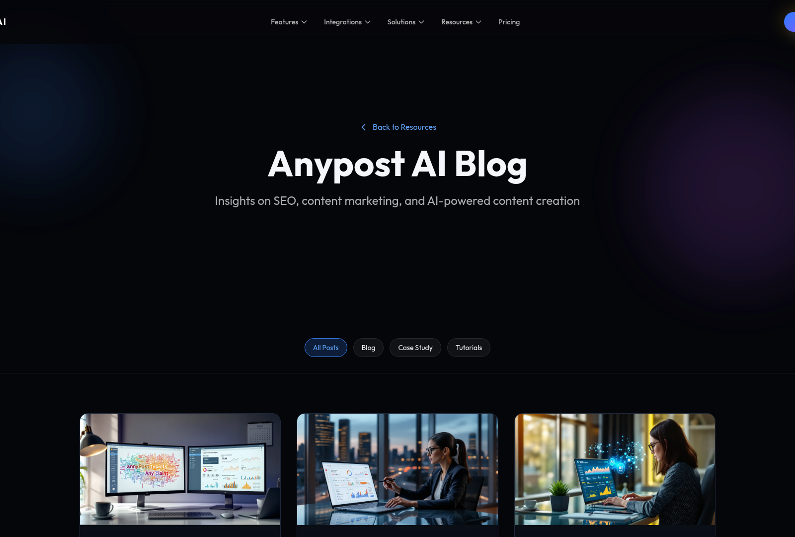 Screenshot: Blog page displaying AI‑generated content examples.