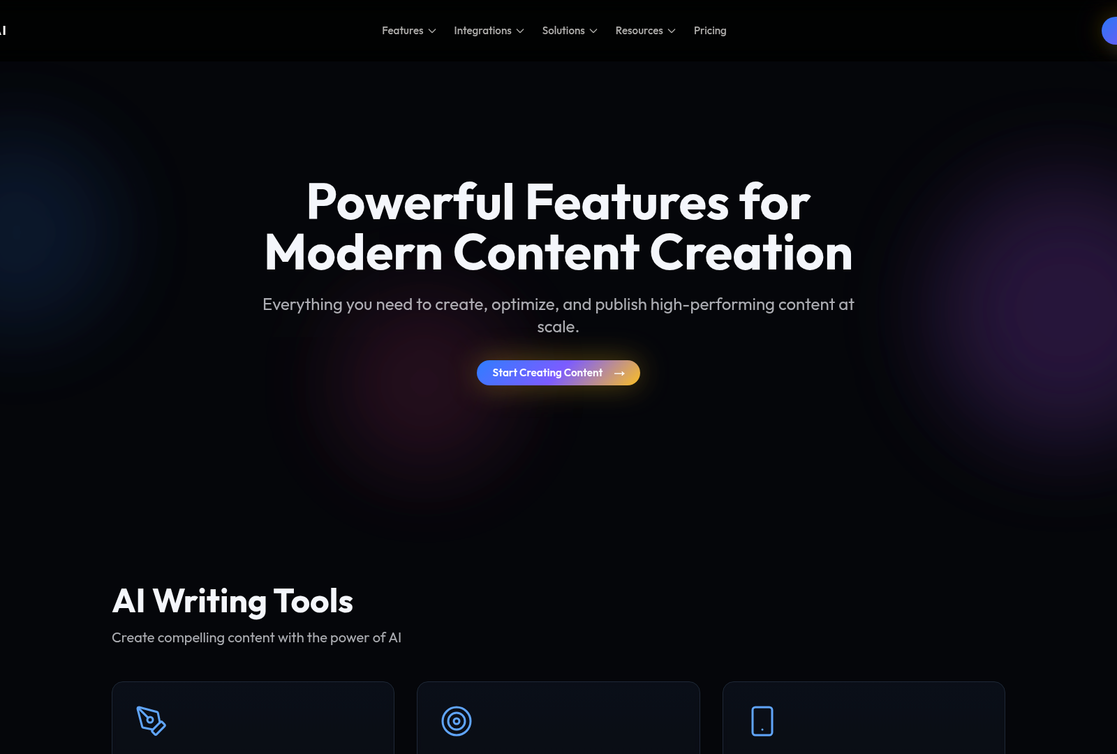 Screenshot: Feature page snippet showing content scheduling and multi‑platform publishing functionality.