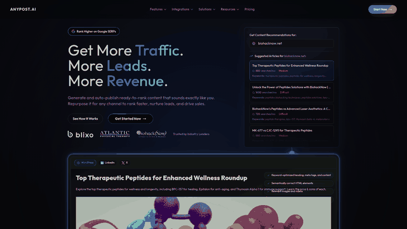Screenshot: Homepage hero showcasing the platform’s value proposition and call‑to‑action.