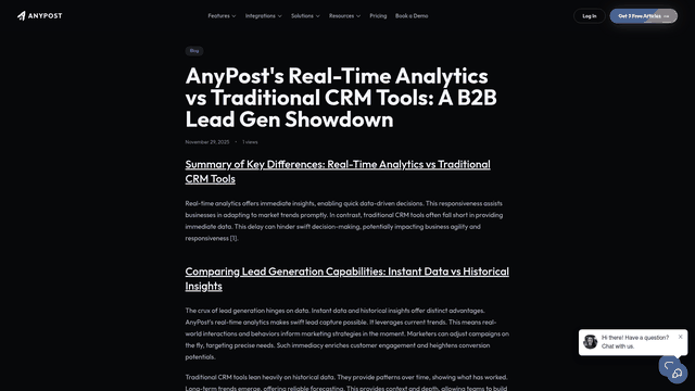 Screenshot: Comparison of real‑time analytics versus traditional CRM tools.