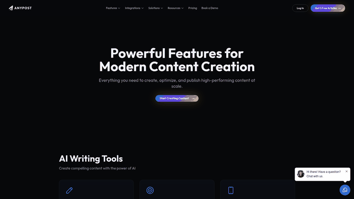 Screenshot: Overview of key AI‑powered content creation and publishing capabilities