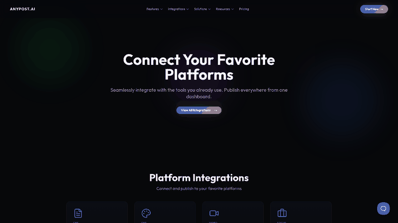 Screenshot: Integrations page showing the ability to connect to Google Business Profile and other marketing tools.