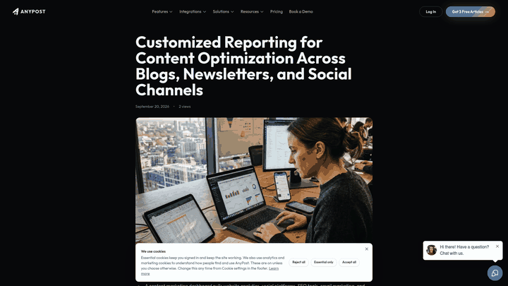 Screenshot: Analytics dashboard screenshot that consolidates traffic, leads, and sales metrics across channels.