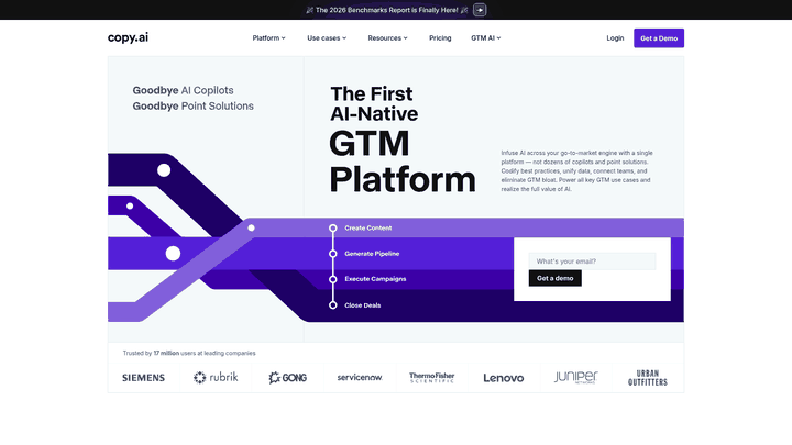Screenshot: AI copy platform homepage