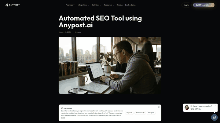 Screenshot: Highlights the comparison table and workflow overview that walk users from keyword insight to one‑click page generation.