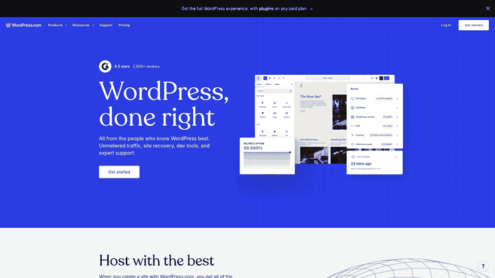 Screenshot: WordPress homepage showing the platform’s branding and key UI elements.