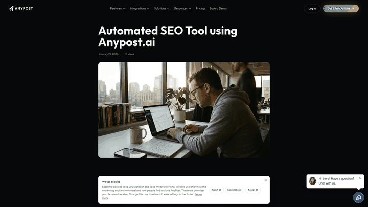 Screenshot: Comparison table that contrasts AnyPost’s automated workflow with traditional manual SEO processes.